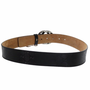 美品 グッチ インプリメ GG インターロッキング Gバックル 223891パテントレザー ブラック 黒 ベルト 0801【中古】GUCCI メンズ