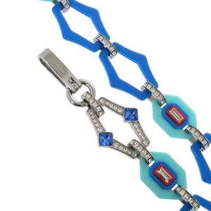 美品 プラダ プラスチック ラインストーン ブルー ショルダーストラップ 0803【中古】PRADA