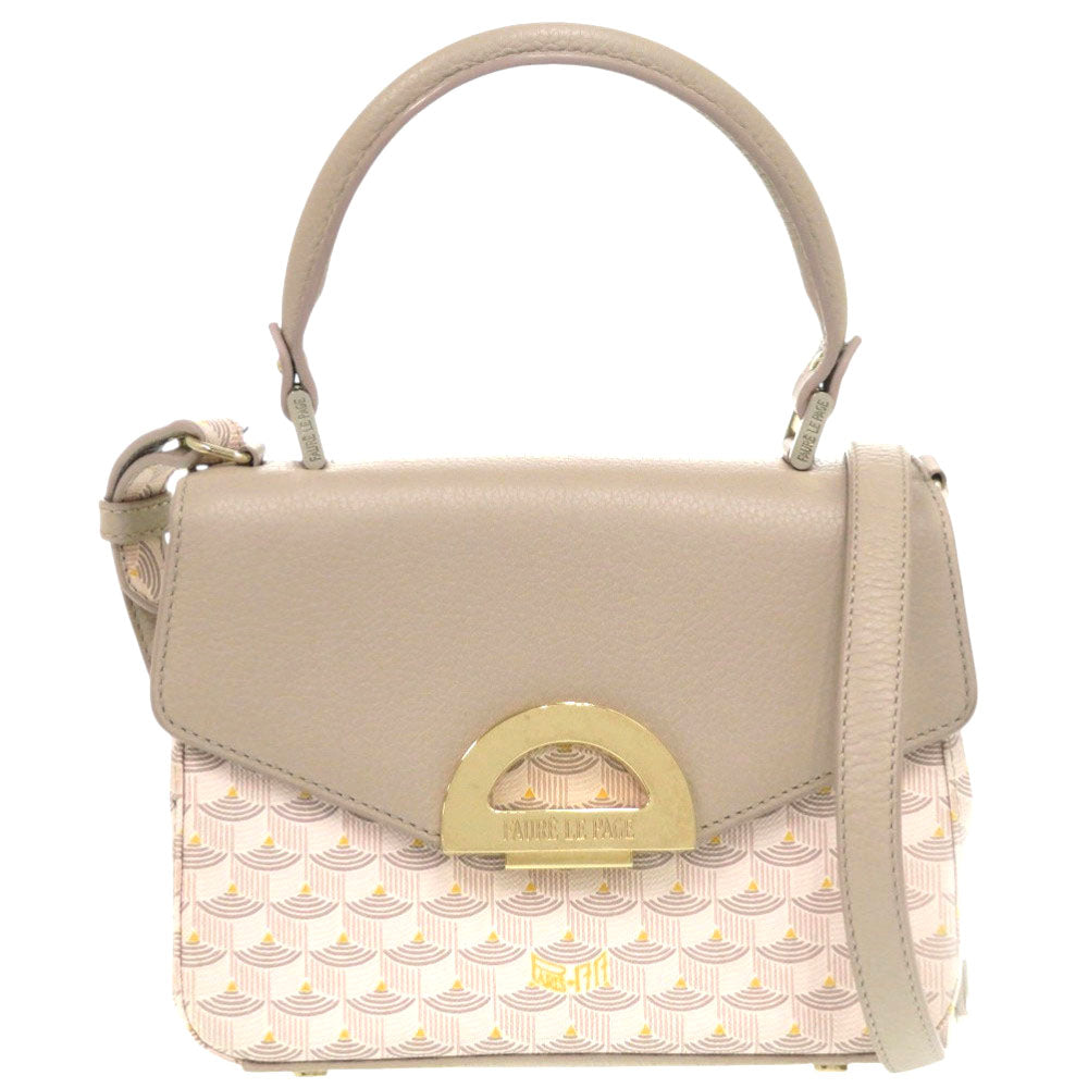 美品 フォレルパージュ パレード 2Way ハンドバッグ 0421 ゴールド金具 レザー ベージュ ピンク ショルダーバッグ 0810【中古】Faure Le Page