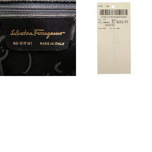 サルヴァトーレフェラガモ 2WAY AQ-216191 型押しレザー ブラック ハンドバッグ 黒 0814【中古】Salvatore Ferragamo