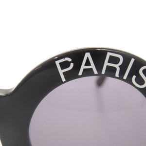 美品 シャネル ヴィンテージ ココマーク ロゴ ラウンド プラスチック ブラック サングラス 黒 0819【中古】CHANEL