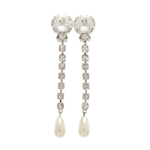 美品 ミュウミュウ クリスタル フェイクパール シルバー イヤリング 0823【中古】MIUMIU