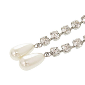 美品 ミュウミュウ クリスタル フェイクパール シルバー イヤリング 0823【中古】MIUMIU