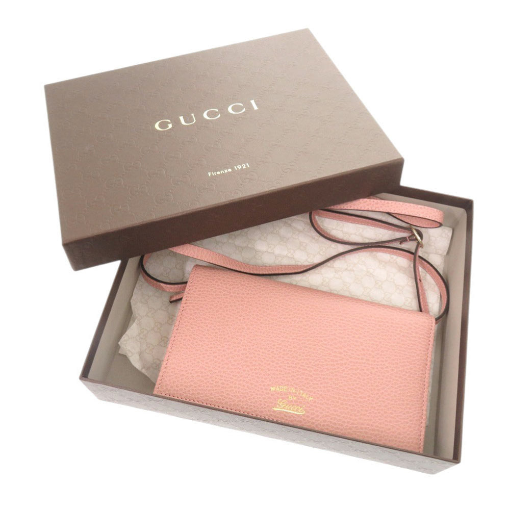 未使用 グッチ スウィング 368231 レザー ピンク ショルダーウォレット ショルダーバッグ 0828【中古】GUCCI