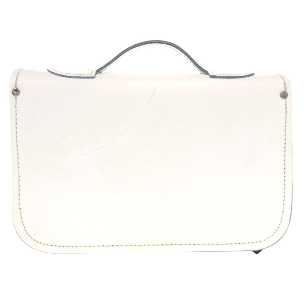 美品 ザッチェルズ サッチェルバッグ 11.5インチ 2Way シルバー金具 レザー ホワイト ショルダーバッグ ハンドバッグ 0839【中古】Zatchels