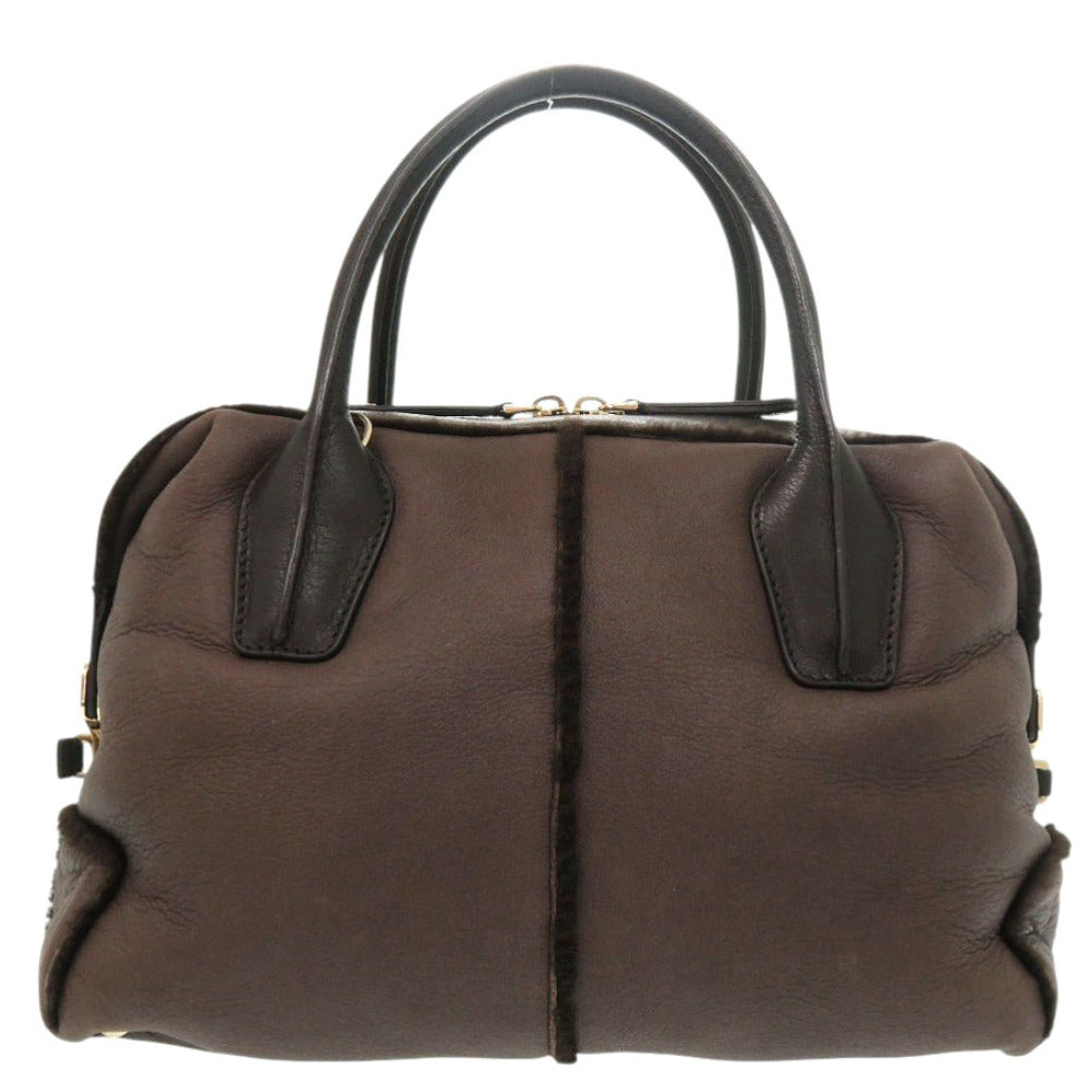 美品 トッズ Dスタイリング ムートン レザー ブラウン ハンドバッグ 0841【中古】TOD’S