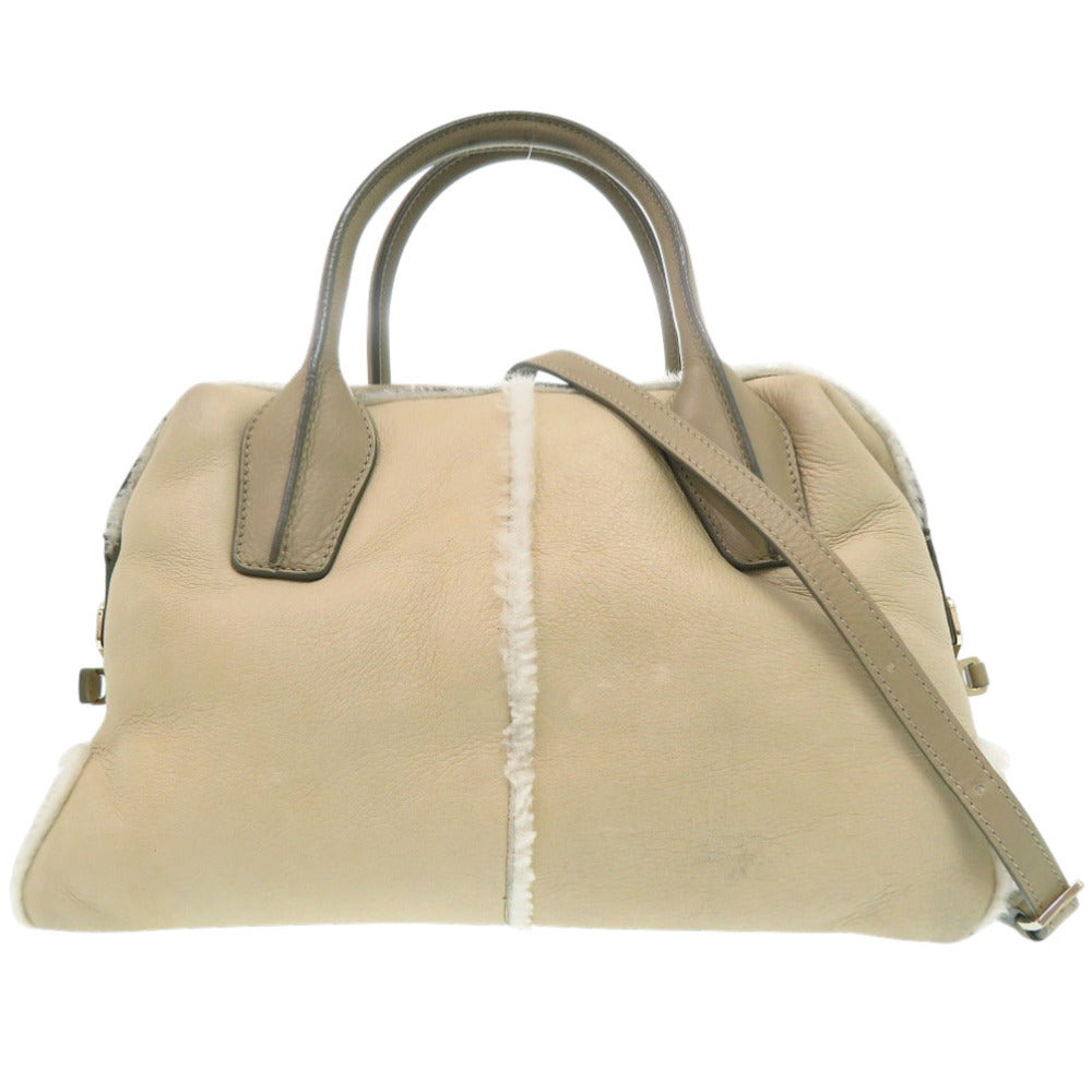 トッズ D Styling 2way ハンドバッグ レザー ムートン ベージュ 0842【中古】TOD’S