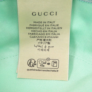 新品同様 グッチ Kawaii printed バケットハット 736960 4HAX3 柴犬 バナナ XSサイズ コットン レザー ミントグリーン 帽子 0849【中古】GUCCI