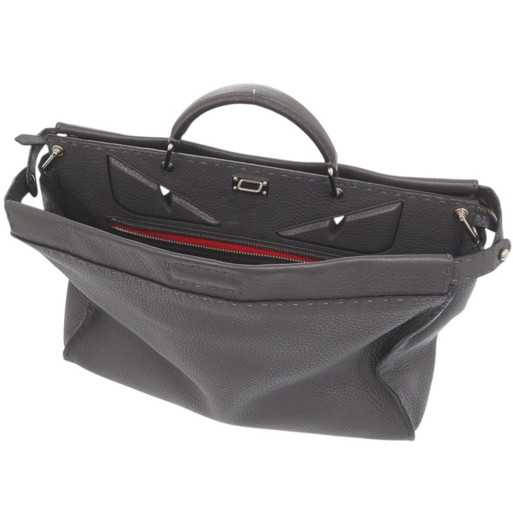 フェンディ 2WAY セレリア ピーカブー モンスター バグズアイ レザー グレー ハンドバッグ 0868【中古】FENDI