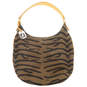 美品 フェンディ ゼブラ柄 8BR278 キャンバス ブラウン ショルダーバッグ 茶 0871【中古】FENDI