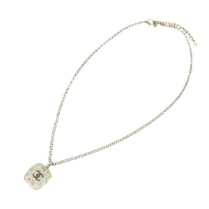 美品 シャネル ココマーク ヴィンテージ ラメ スクエア ネックレス レジン/メタル クリア 0882【中古】CHANEL