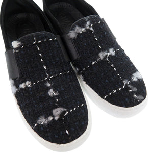 新品同様 シャネル ココマーク ツイード スリッポン G31713 スニーカー スウェード レザー ブラック 0891【中古】CHANEL