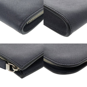 美品 プラダ AV5841 サフィアーノレザー ネイビー クラッチバッグ セカンドバッグ 0894【中古】PRADA