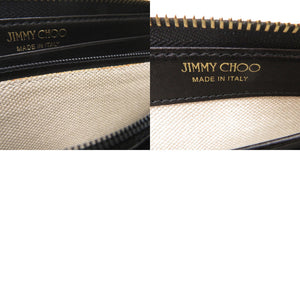 美品 ジミーチュウ VERA LTR 191 長財布 レザー L字ファスナー ブラック 0900【中古】JIMMY CHOO