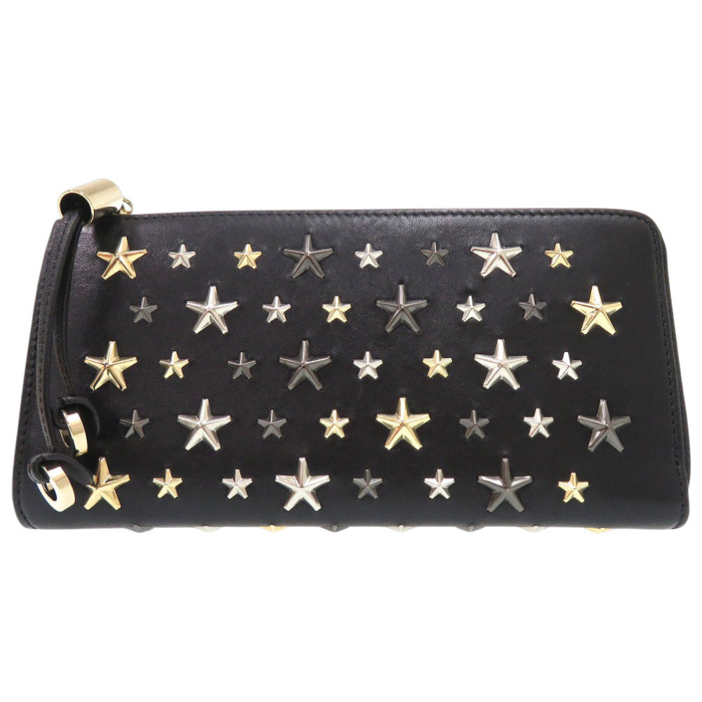 美品 ジミーチュウ VERA LTR 191 長財布 レザー L字ファスナー ブラック 0900【中古】JIMMY CHOO