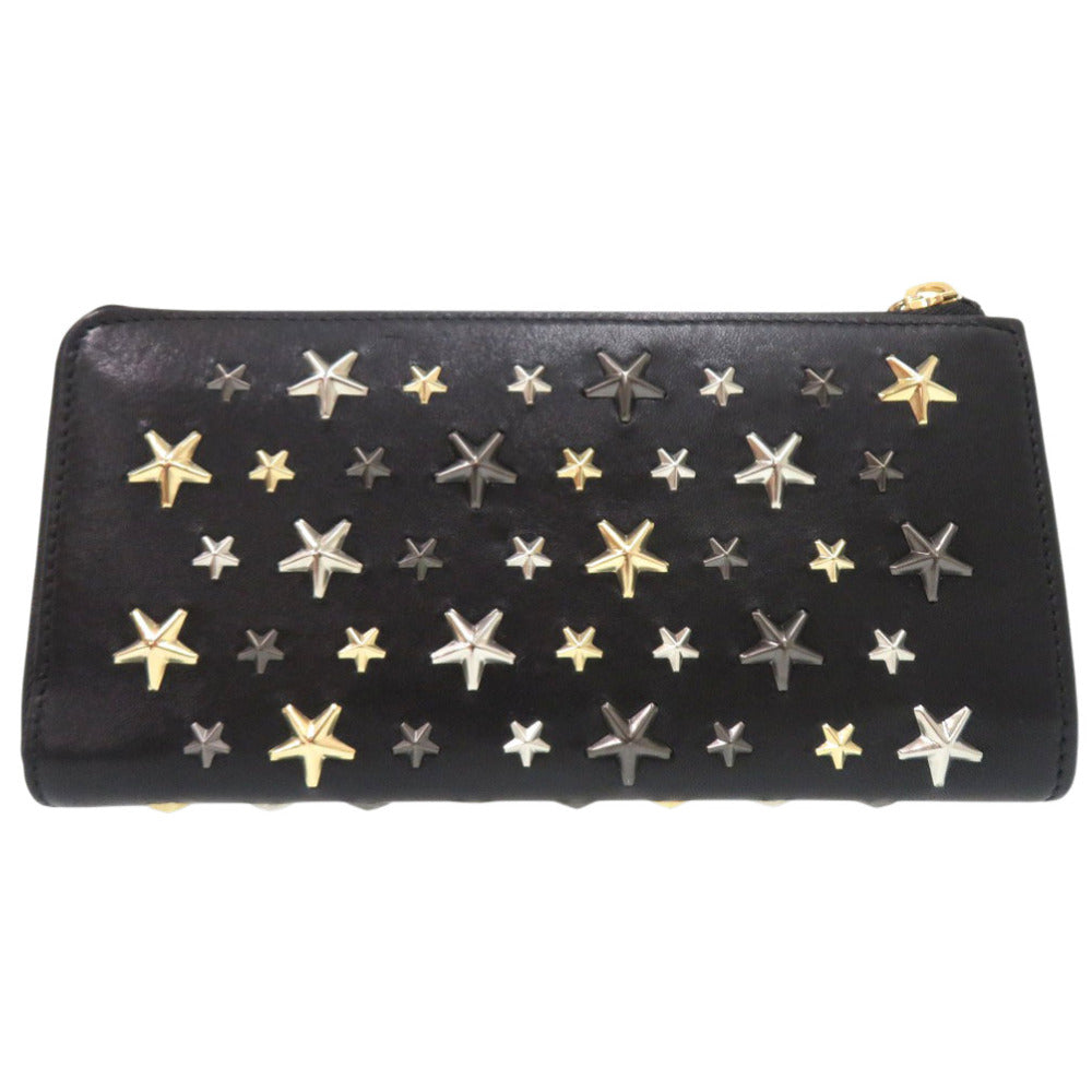 美品 ジミーチュウ VERA LTR 191 長財布 レザー L字ファスナー ブラック 0900【中古】JIMMY CHOO