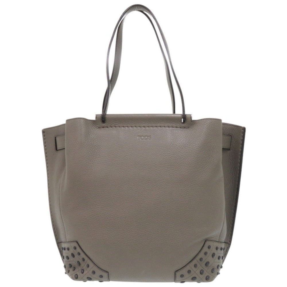 トッズ ウェーブ レザー グレー ハンドバッグ 0905【中古】TOD’S