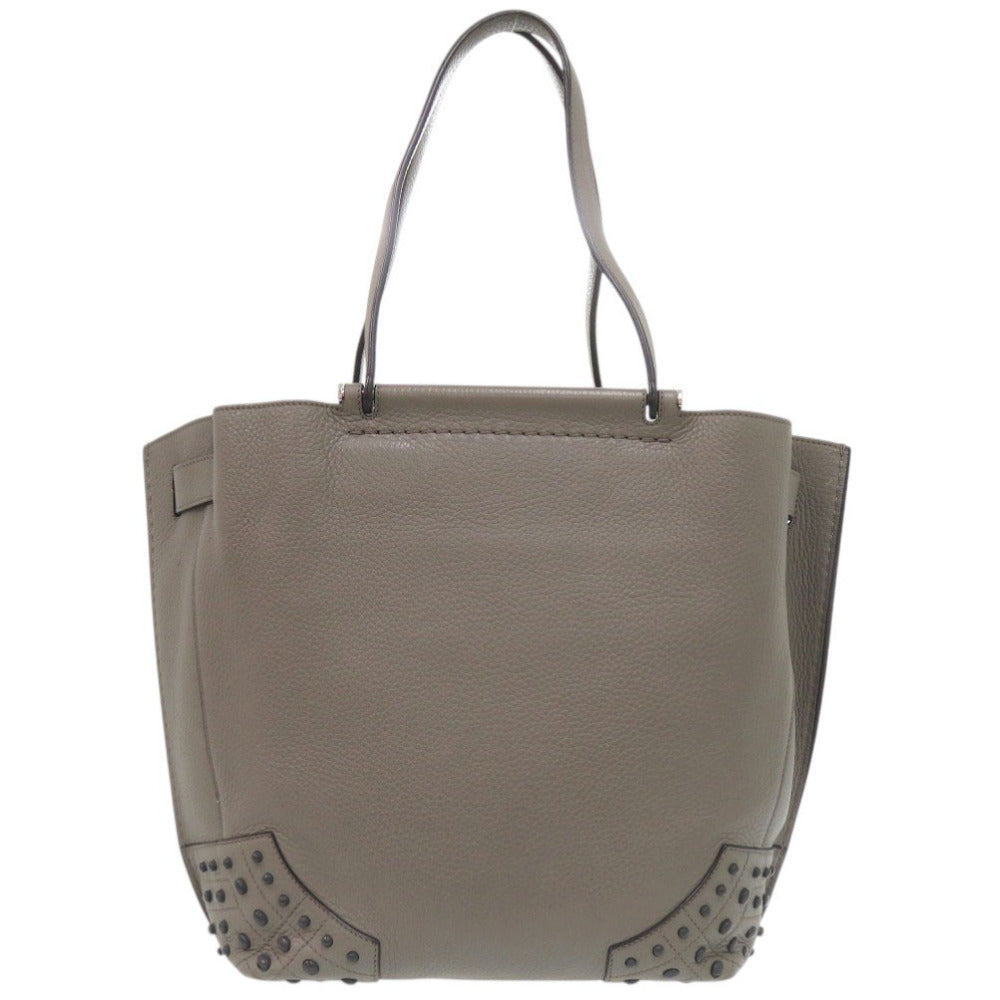 トッズ ウェーブ レザー グレー ハンドバッグ 0905【中古】TOD’S