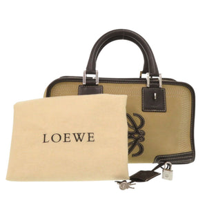 美品 ロエベ アマソナ28 スウェード レザー ベージュ ブラウン ハンドバッグ 0906【中古】LOEWE