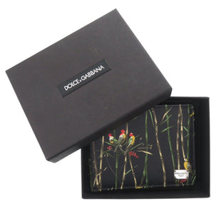 新品同様 ドルチェアンドガッバーナ 鳥 レザー ブラック 二つ折り財布 黒 0914【中古】DOLCE&GABBANA