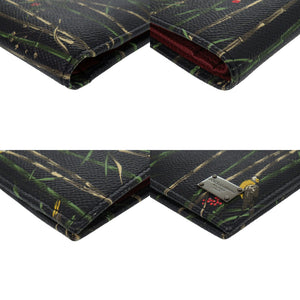 新品同様 ドルチェアンドガッバーナ 鳥 レザー ブラック 二つ折り財布 黒 0914【中古】DOLCE&GABBANA