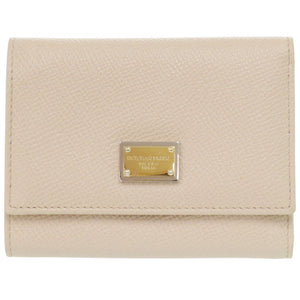 美品 ドルチェアンドガッバーナ レザー ベージュ 三つ折り財布 0918【中古】DOLCE&GABBANA