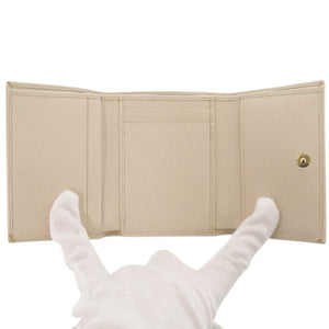 美品 ドルチェアンドガッバーナ レザー ベージュ 三つ折り財布 0918【中古】DOLCE&GABBANA