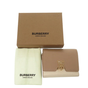 美品 バーバリー TB ロゴ 8059623 バイカラー レザー ベージュ 三つ折り財布 0923【中古】BURBERRY