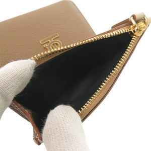 美品 バーバリー TB ロゴ 8059623 バイカラー レザー ベージュ 三つ折り財布 0923【中古】BURBERRY
