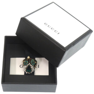 新品同様 グッチ 洋ナシ フルーツ ラインストーン メタル 約10号 グリーン 緑 リング 指輪 0925【中古】GUCCI
