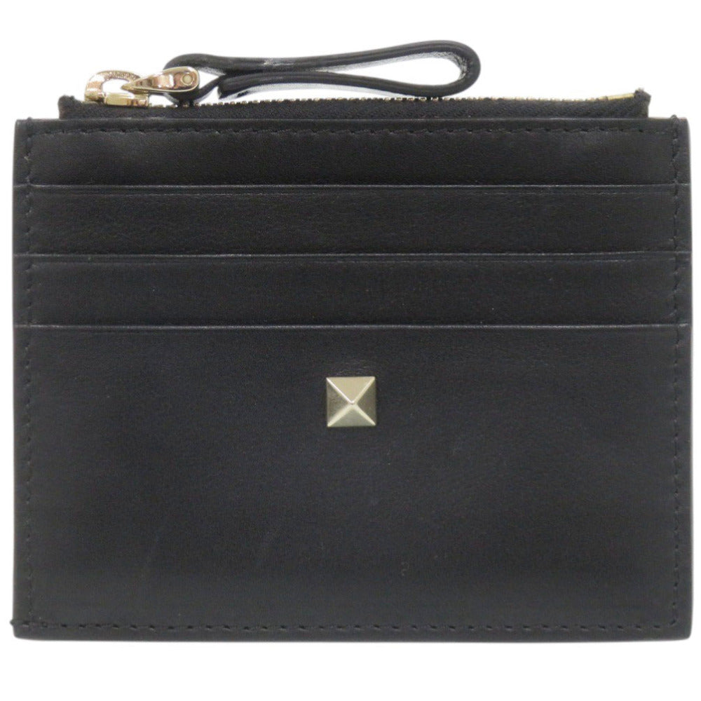 美品 ヴァレンティノ ガラヴァーニ レザー ブラック フラグメントケース カードケース 財布 黒 0926【中古】Valentino Garavani