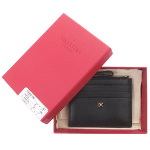 美品 ヴァレンティノ ガラヴァーニ レザー ブラック フラグメントケース カードケース 財布 黒 0926【中古】Valentino Garavani