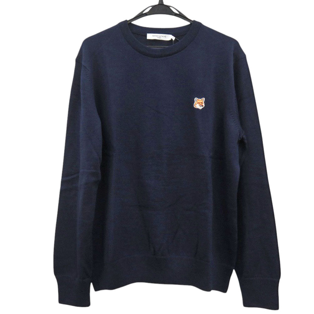 新品同様 メゾンキツネ FOX HEAD PATCH FM00528KT1036 ウール ネイビー ニット 紺 0932【中古】MAISON KITSUNE