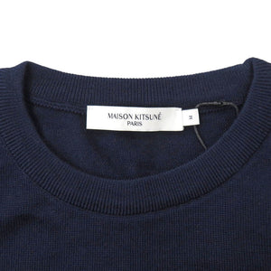 新品同様 メゾンキツネ FOX HEAD PATCH FM00528KT1036 ウール ネイビー ニット 紺 0932【中古】MAISON KITSUNE