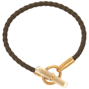 未使用品 エルメス グレナン H071681FO18T2 レザー ヴォースイフト エトゥープ 茶 ブレスレット 0935【中古】HERMES