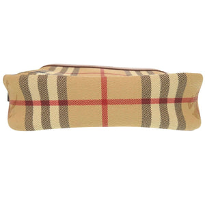 美品 バーバリー ヘイマーケットチェック Haymarket T0401 ゴールド金具 レザー キャンバス ベージュ レッド ブラック ショルダーバッグ 0936【中古】BURBERRY