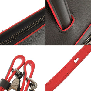 美品 クリスチャンルブタン トリックトラック スタッズ レザー ブラック レッド 3WAY ハンドバッグ ショルダーバッグ クラッチバッグ 0944【中古】Christian Louboutin