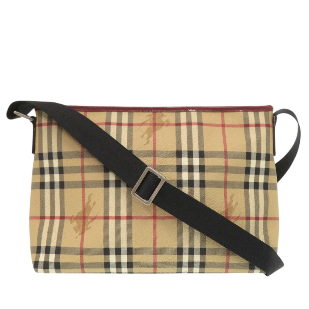 美品 バーバリー ノバチェック PVCコーティングキャンバス ベージュ ショルダーバッグ 0985【中古】BURBERRY