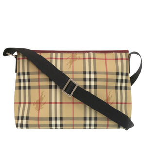 美品 バーバリー ノバチェック PVCコーティングキャンバス ベージュ ショルダーバッグ 0985【中古】BURBERRY