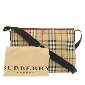 美品 バーバリー ノバチェック PVCコーティングキャンバス ベージュ ショルダーバッグ 0985【中古】BURBERRY