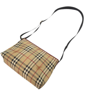 美品 バーバリー ノバチェック PVCコーティングキャンバス ベージュ ショルダーバッグ 0985【中古】BURBERRY