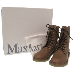 美品 マックスマーラ ブーツ カーフ ヘーゼルナッツブラウン 茶 アンクルブーツ 1000【中古】MAX MARA