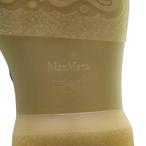 美品 マックスマーラ ブーツ カーフ ヘーゼルナッツブラウン 茶 アンクルブーツ 1000【中古】MAX MARA