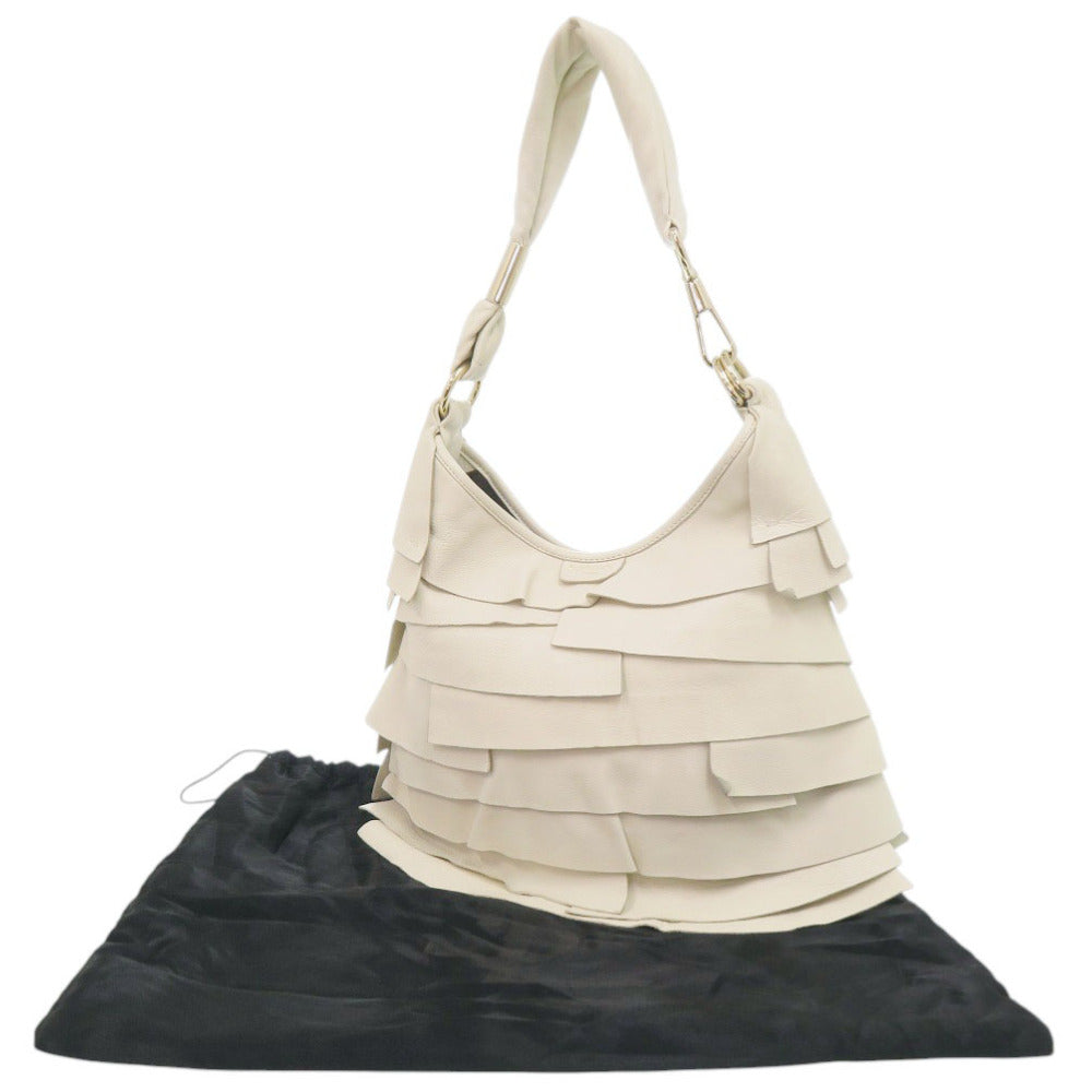 美品 イヴ サンローラン サントロペ 122245 レザー ホワイト ハンドバッグ 白 1001【中古】YVES SAINT LAURENT