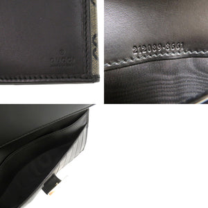 美品 グッチ コンチネンタルウォレット 212089 PVC レザー ブラック 黒 長財布 1028【中古】GUCCI