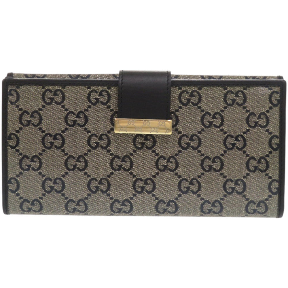 美品 グッチ コンチネンタルウォレット 212089 PVC レザー ブラック 黒 長財布 1028【中古】GUCCI
