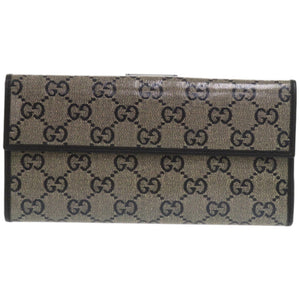 美品 グッチ コンチネンタルウォレット 212089 PVC レザー ブラック 黒 長財布 1028【中古】GUCCI