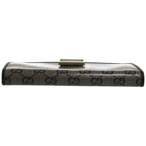 美品 グッチ コンチネンタルウォレット 212089 PVC レザー ブラック 黒 長財布 1028【中古】GUCCI