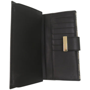 美品 グッチ コンチネンタルウォレット 212089 PVC レザー ブラック 黒 長財布 1028【中古】GUCCI