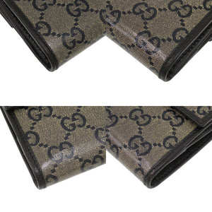 美品 グッチ コンチネンタルウォレット 212089 PVC レザー ブラック 黒 長財布 1028【中古】GUCCI